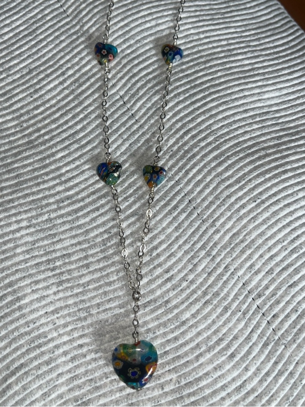 Sterling silver multi color heart necklace with mini hearts